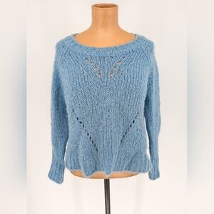 Isabel Marand Etoile Blue Shields Sweater Womens Size 36 Alpaca Wool Blend FLAW